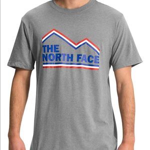 The North Face Men's New USA Short Sleeve Tee Small s Mountian Logo Gray Bolt